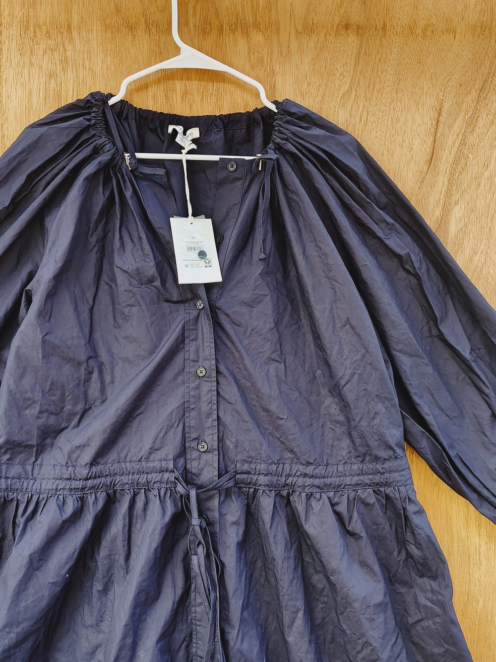 Free Assembly Navy Blue Button-Front Drawstring Maxi Dress Size XL NWT Ne - Picture 2 of 15